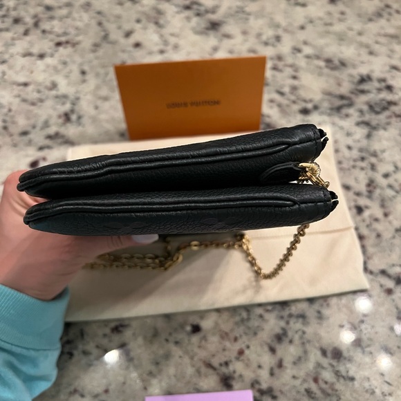 LOUIS VUITTON DOUBLE ZIP POCHETTE CROSSBODY EMPREINTE MONOGRAM NOIR Black - Picture 15 of 16